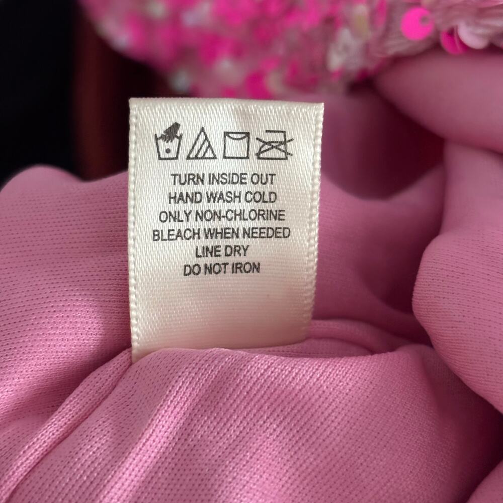 Allison & Kelly Hot Pink Sequin Mini Dress Bodycon Spaghetti Strap Party Small - Picture 9 of 12